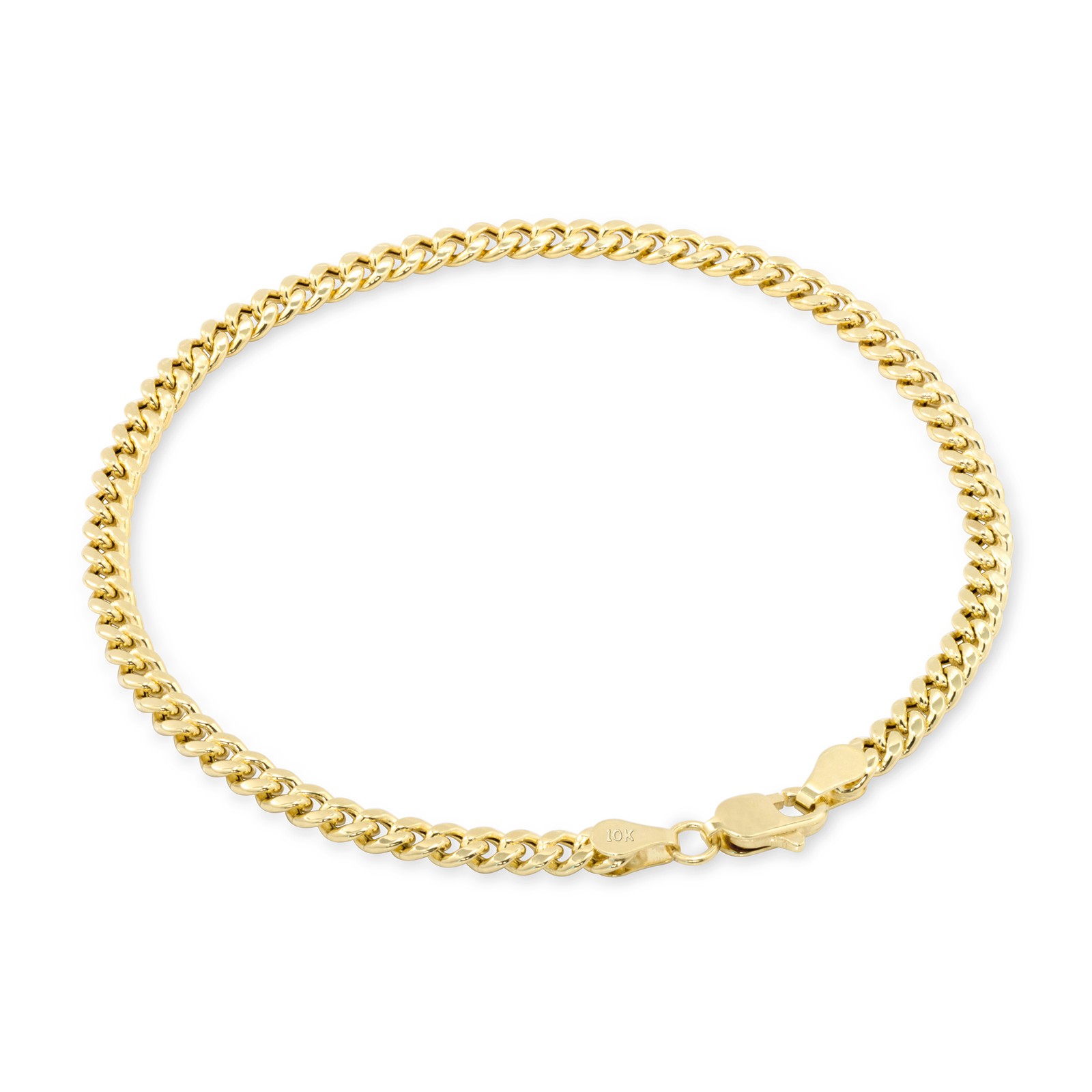 10K Yellow Gold 4mm Miami Cuban Link Chain Bracelet Men Women 7″ 7.5″ 8″ 8.5″ 9″