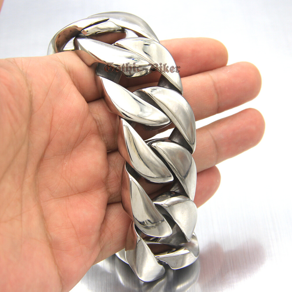 Super Heavy 31mm Men Polished Cuban Curb Chain Stainless Steel Bracelet Necklace