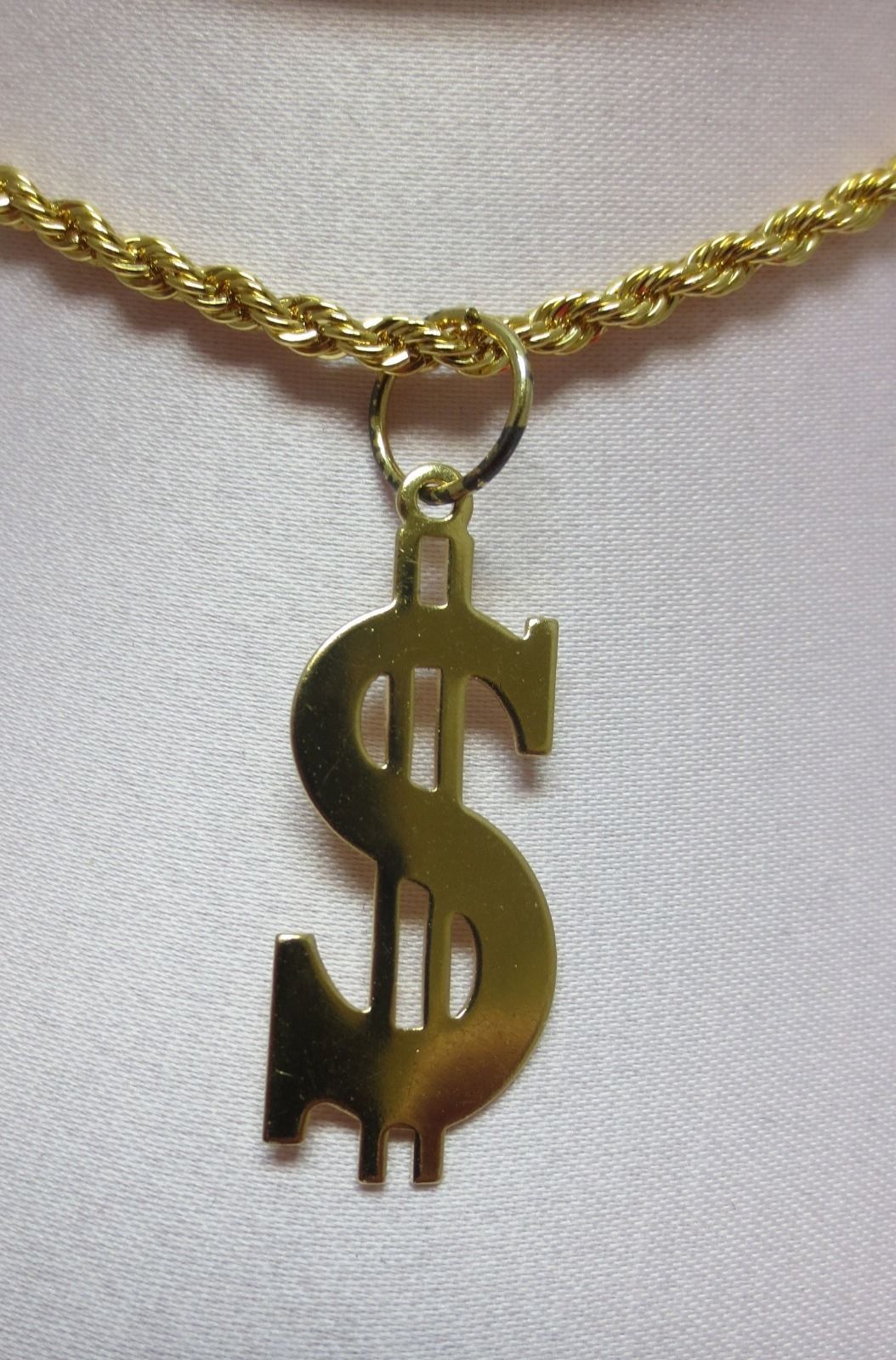 24 INCH 14 KT GOLD PLATED 3 MM ROPE WITH A $ DOLLAR SIGN PENDANT NECKLACE