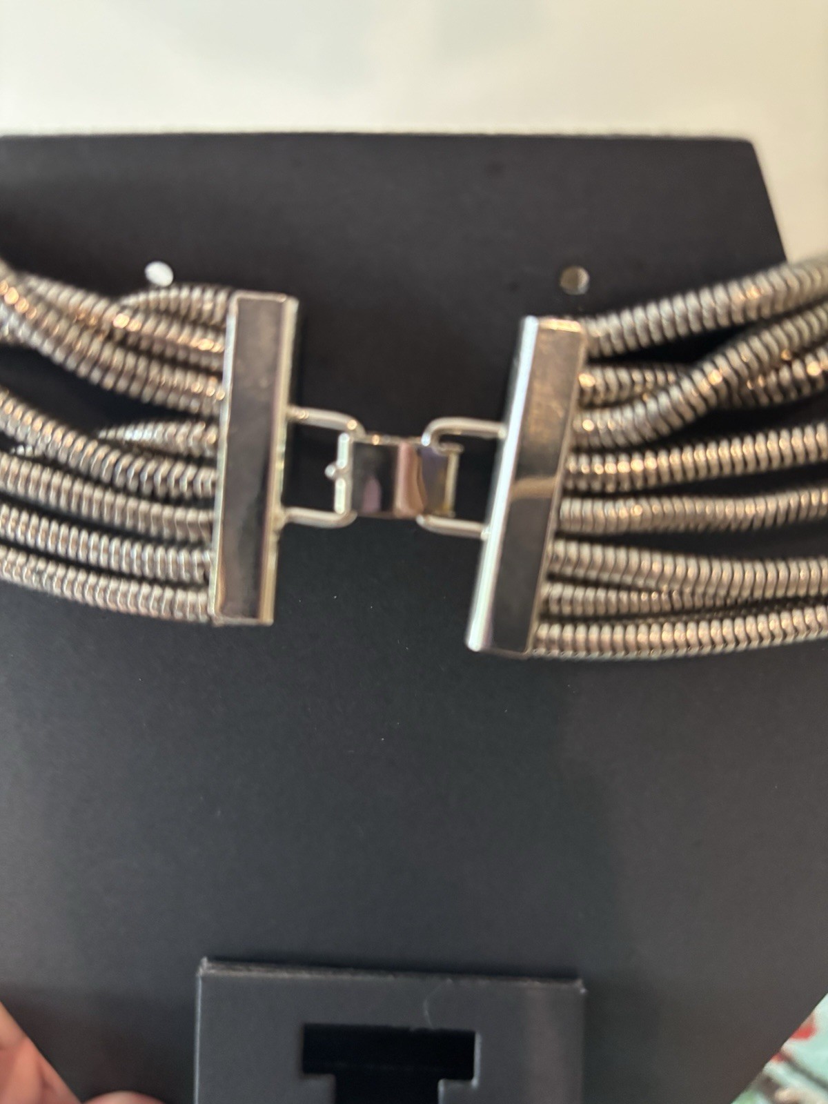 Silver-Tone Multi-Strand Snake Chain Statement Necklace w/ Fold-Over Clasp
