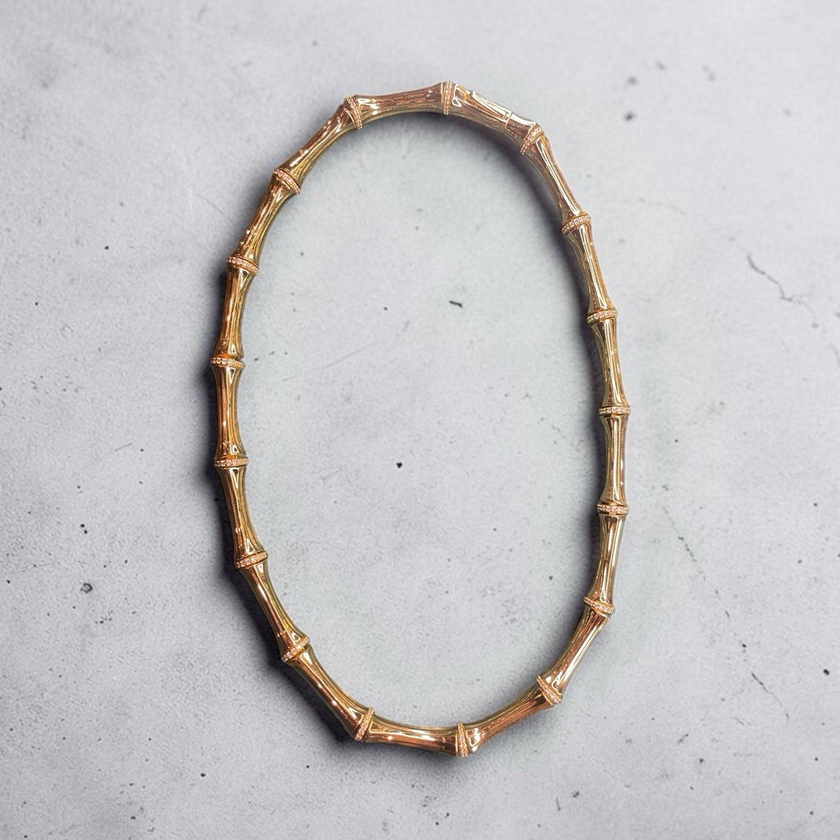 Anabel Aram Gold Metal Bamboo Bar Link Chain Necklace, Box Closure, Signed origi
