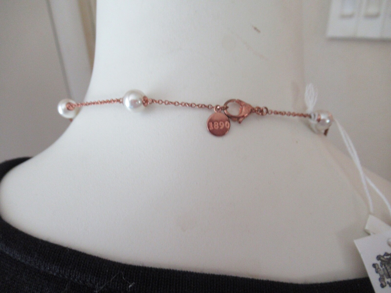 NWT Majorica Pearl Necklace 92.5 Sterling Silver/ Rose Gold Finish- $210