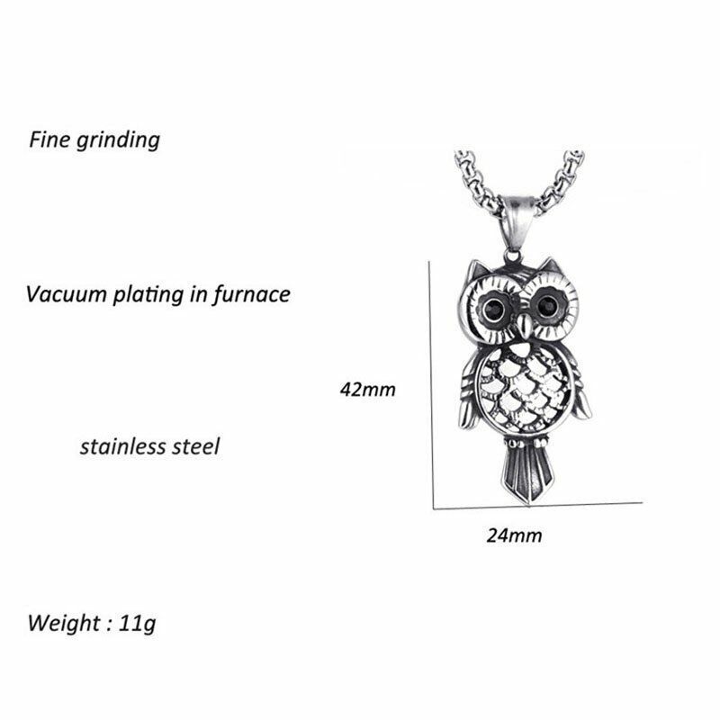 MENDEL Womens Cute Owl Bird Pendant Long Necklace For Women Fine Stainless Steel