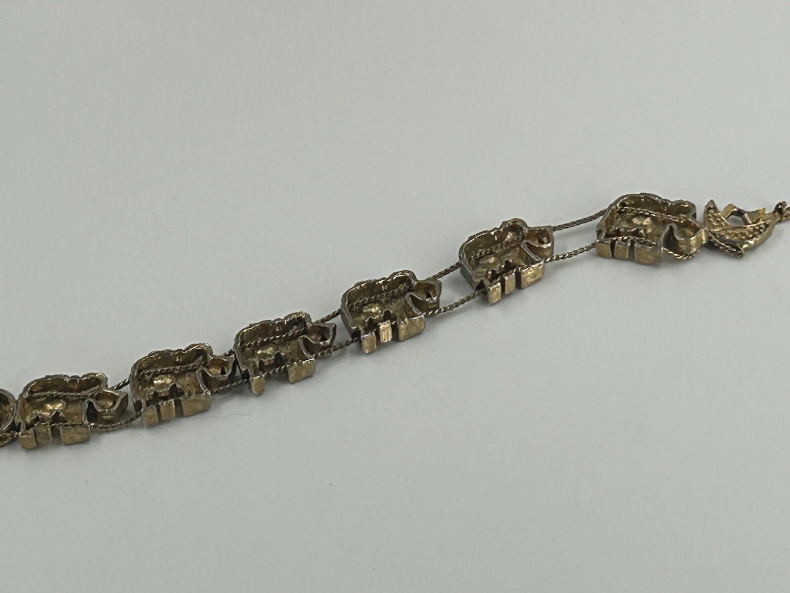 Bracelet Womens Elephant Slider Bracelet Gold Tone 7 Inch Clear Rhinestones