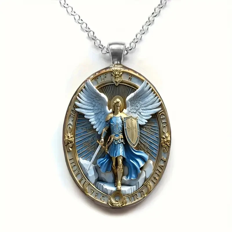 Oval-shaped necklace of Archangel Michael – Exquisite 2D design