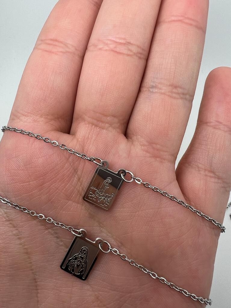 Stainless Steel Scapular Necklace Our Jesus 20inches silver Daily Female Male