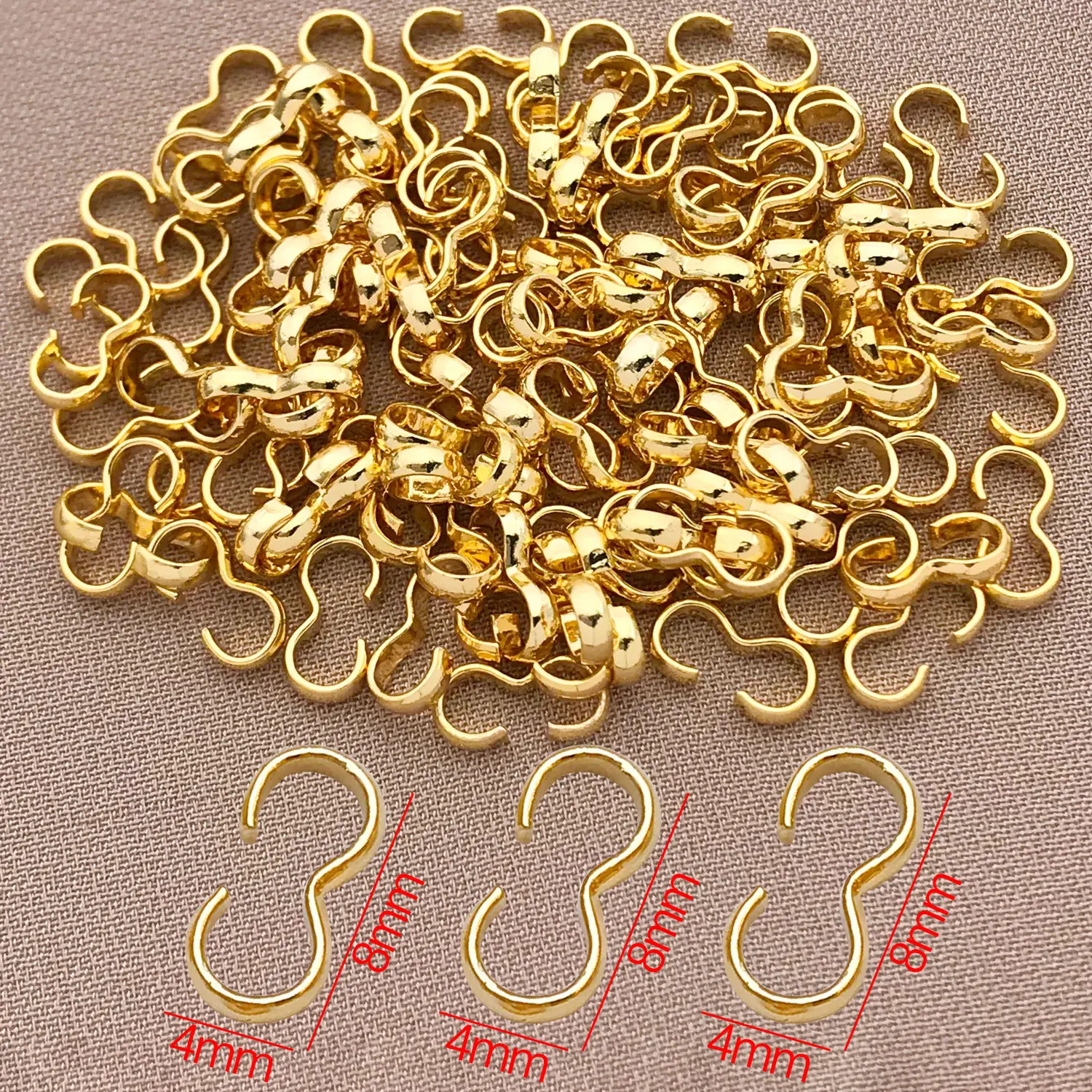 Mix 10/20Pcs 18K Copper Plated Genuine Golden Thick Silvery Open 3-Character Buc