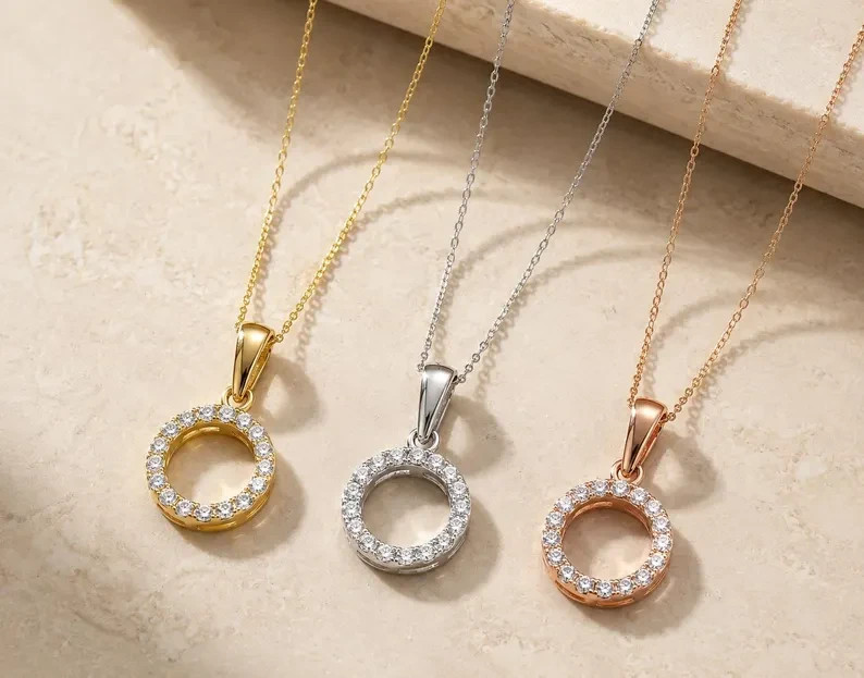 1Ct Women Round Cut Pendant Necklace Simulated Diamond In 14k Yellow Gold Plated