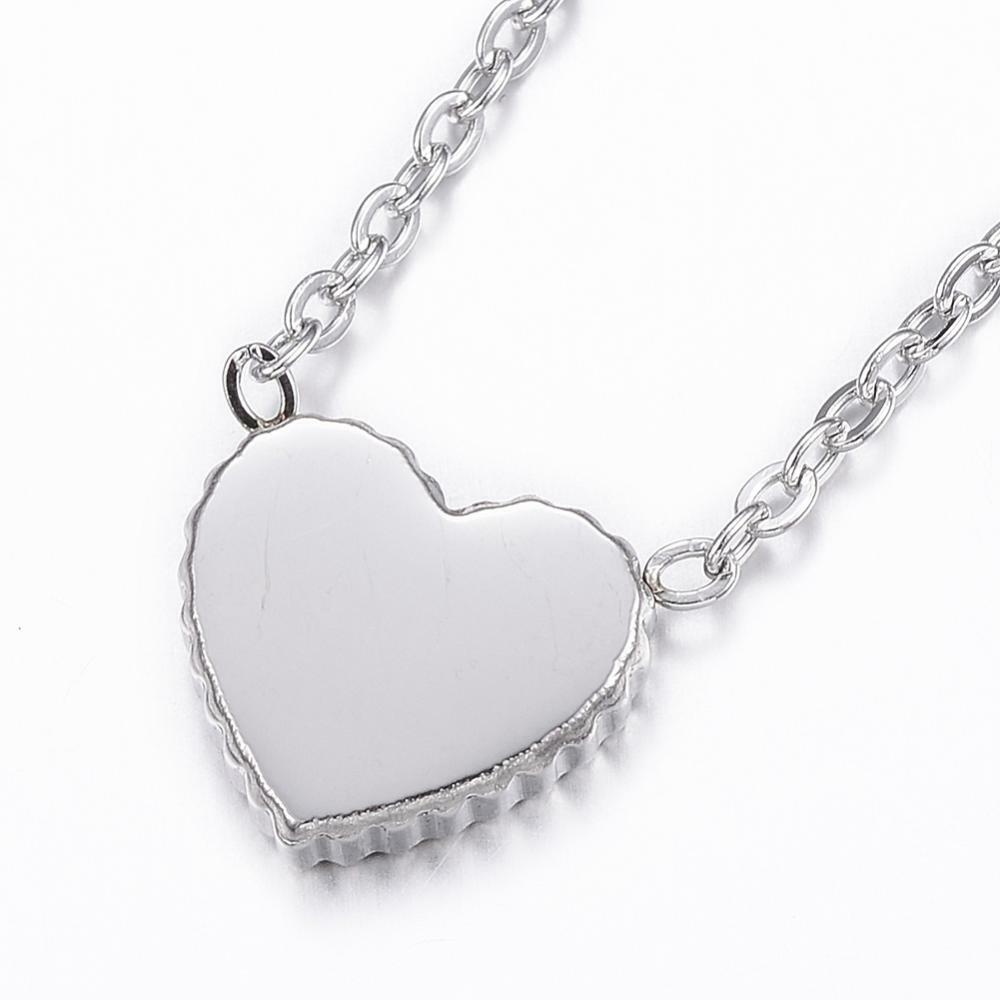 304 Stainless Steel Pendant Necklaces Shell Heart Silver 15.7” 40cm Z572