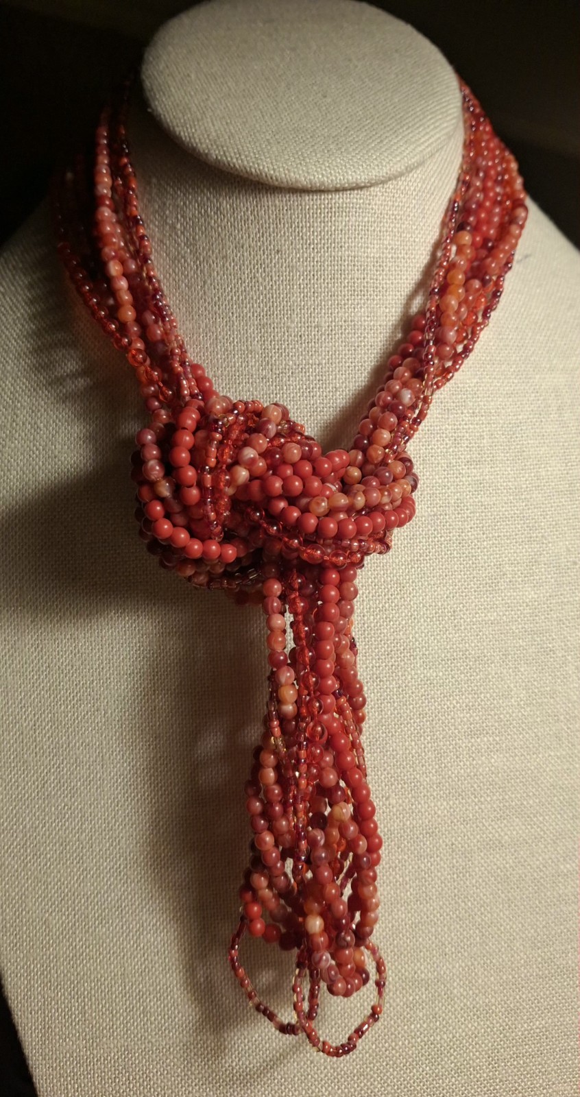 Pre-owned no brand multicolored red bead long necklace