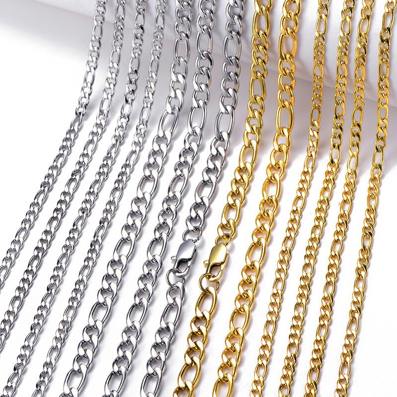 24″ Stainless Steel Figaro Rope Chain Silver 16″-36″ Mens Necklace 5mm