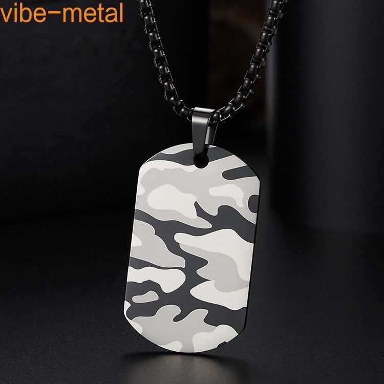 Army Soldier Camouflage Pendant Men Necklace Dog Tag Daily Wear Gift Classic