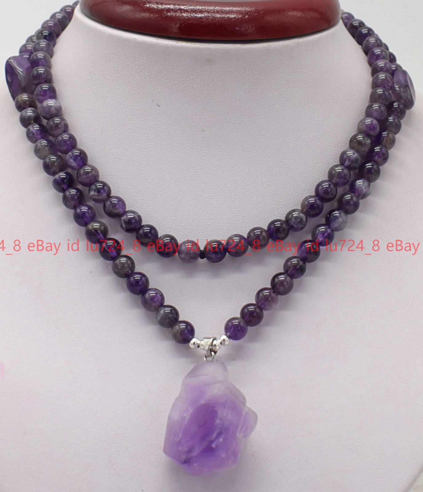 Fashion 6mm Round &8-10mm Irregular Natural Amethyst Gemstone Pendant Necklace