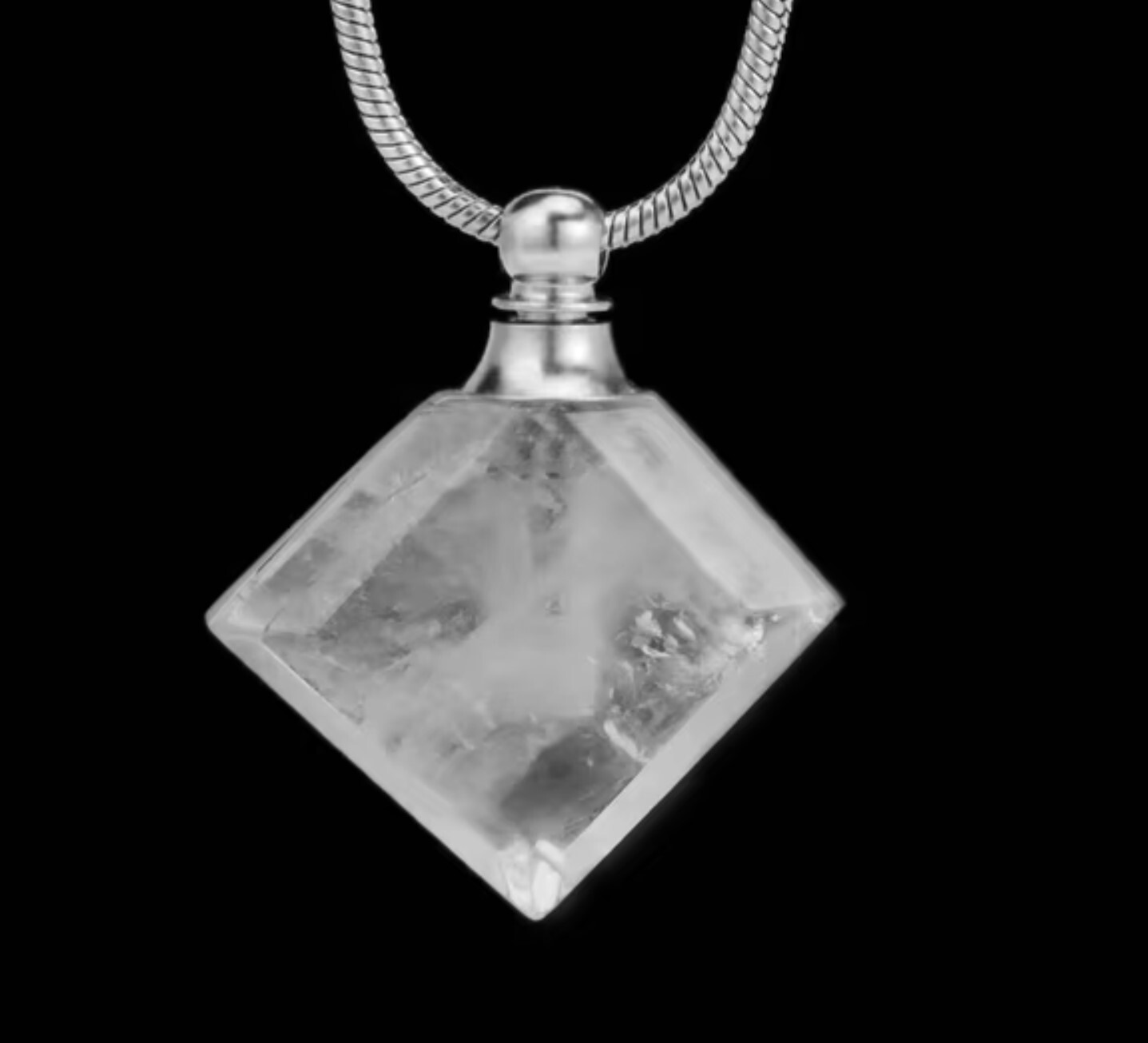 Rhombus gemstone perfume bottle pendant with 45 cm plus 5cm extender chain
