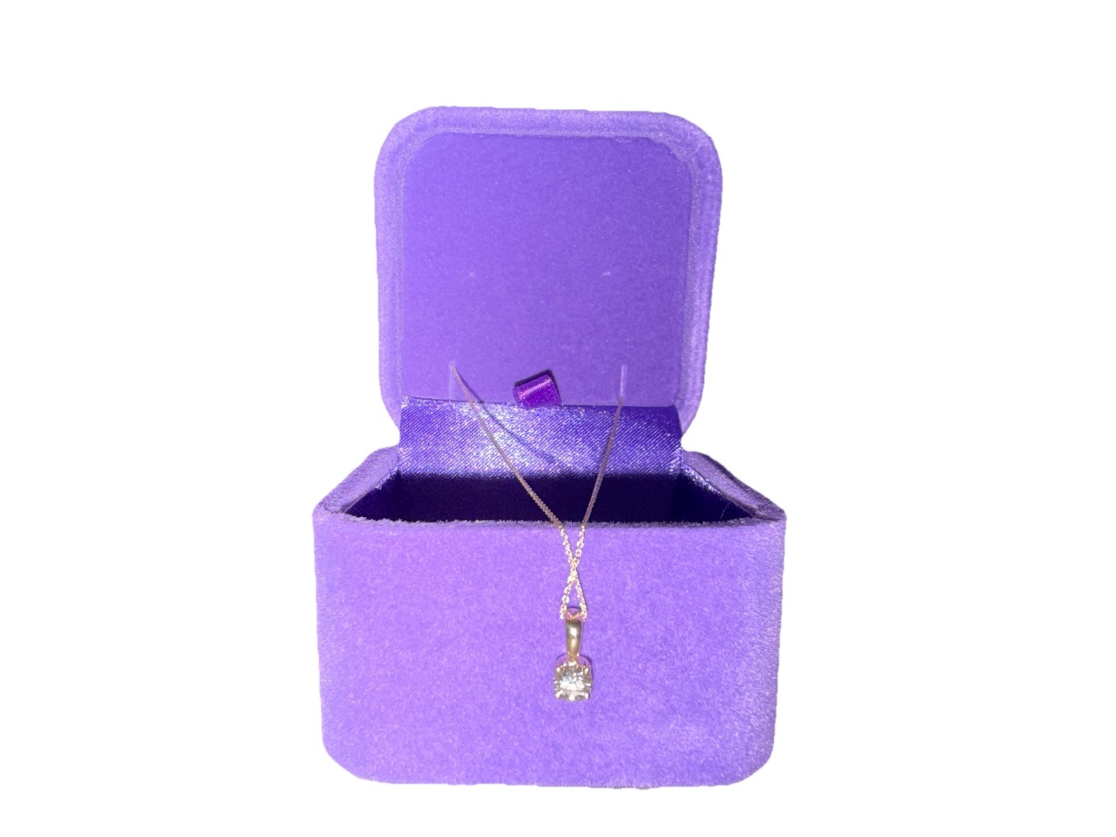 14k Yellow Gold Diamond Necklace .33ct Round Brilliant Solitaire Pendant