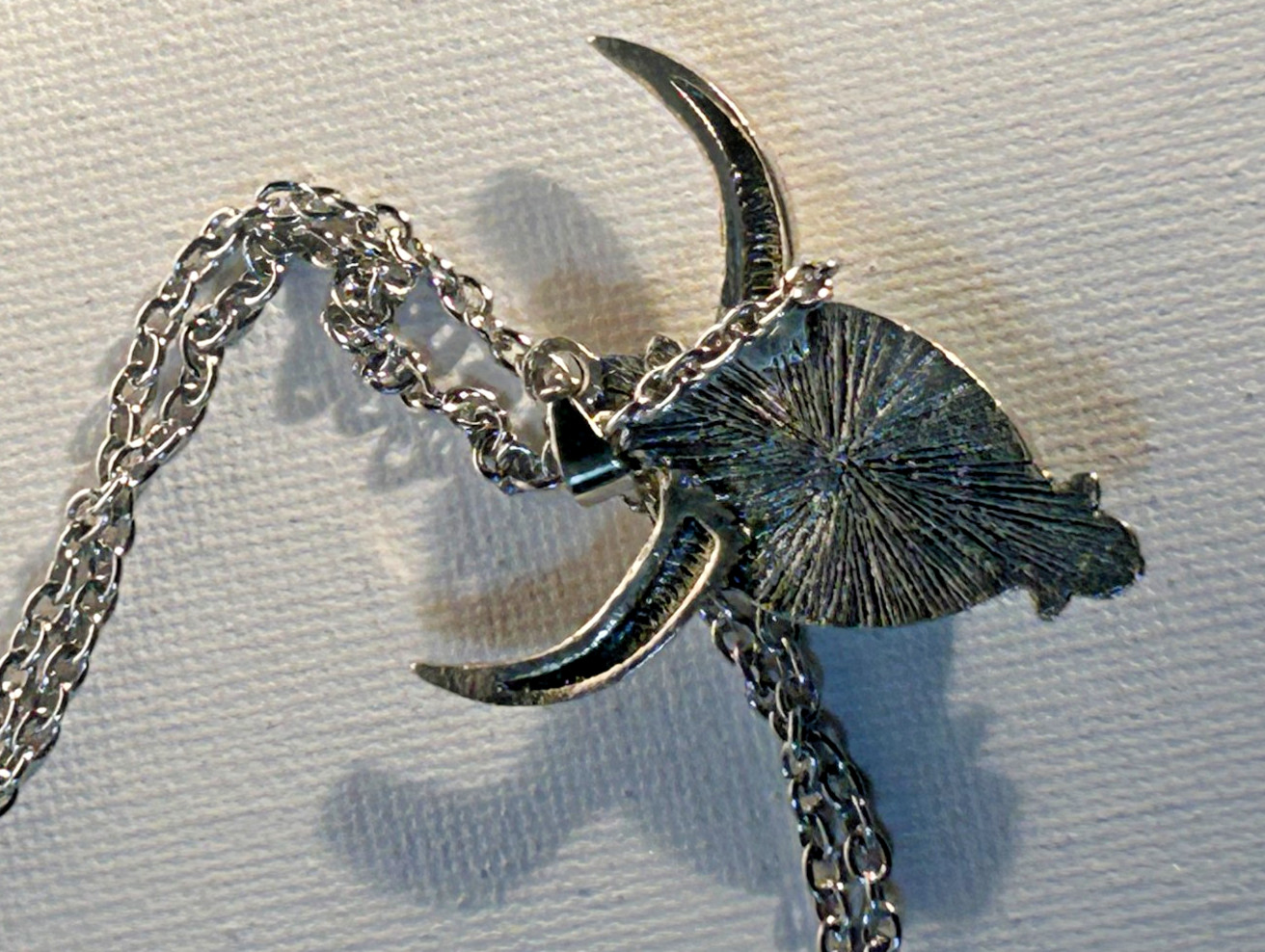 Longhorn or Bullhorn pendant with turqouise colored teardrop cabachon (10 in)
