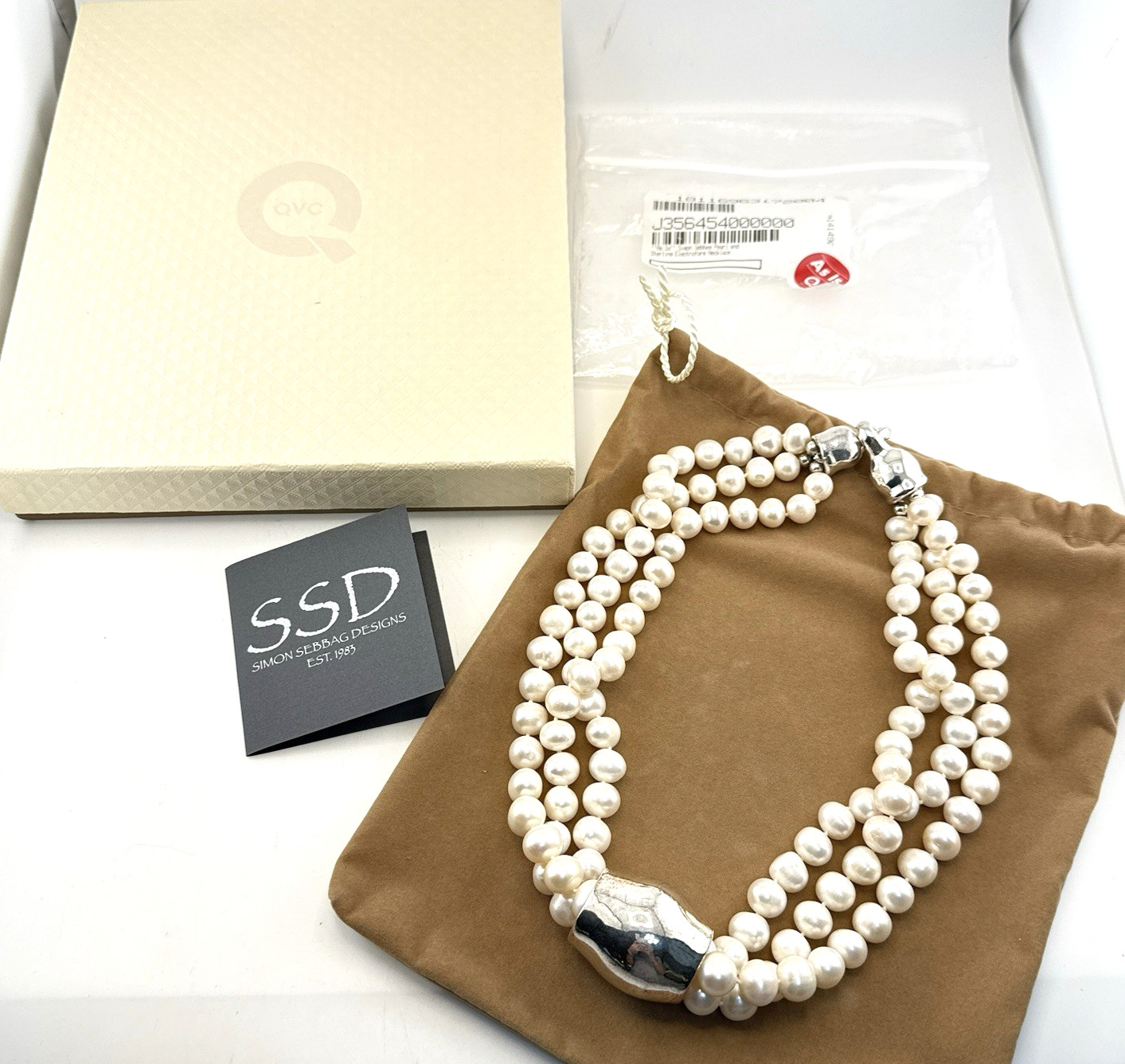 Simon Sebbag Necklace Pearl Sterling Silver Electroform Chunky 206g Modern QVC