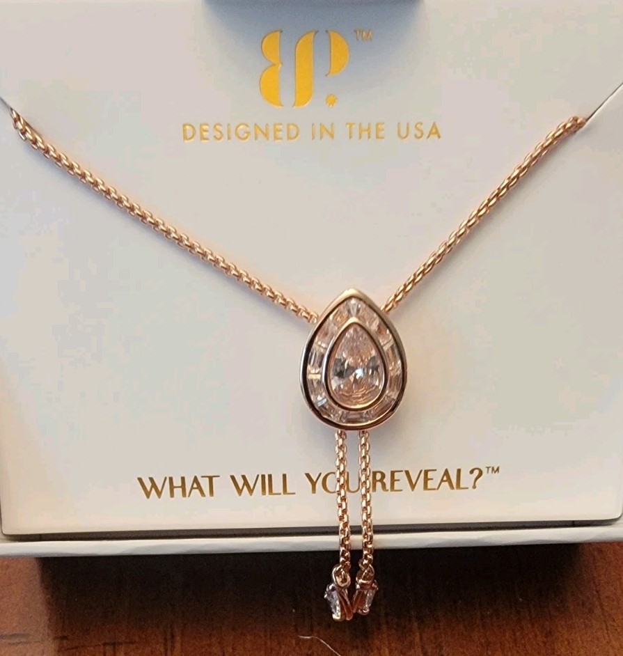 Bomb Party April Birthday Collection The Lilly Grey Necklace Rose Gold BOLO