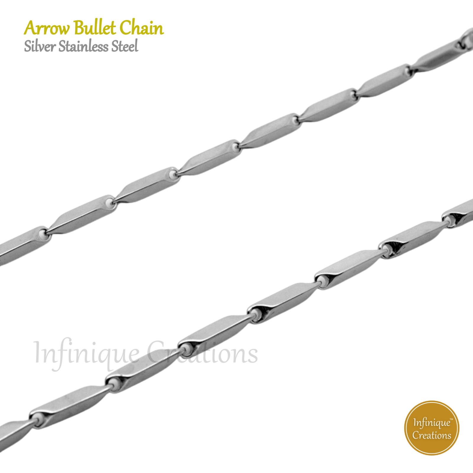 Stainless Steel Silver Arrow Bullet Chain Bracelet Necklace Men Women 7- 38″