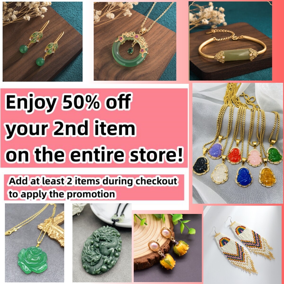 Green Jade Crystal Pendant Necklace Charm 18K Gold Plated Chain Dainty Gemstone