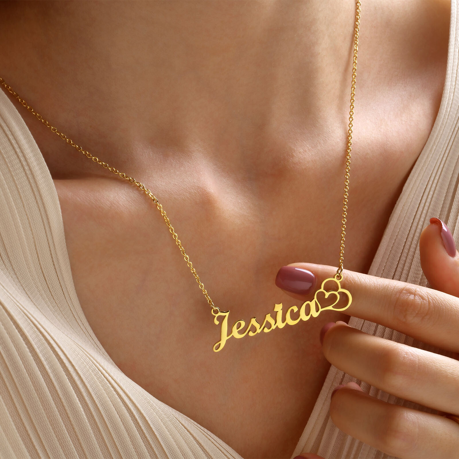 Personalized Name Custom Letter Gold Women Necklace Stainless Steel Pendant Gift