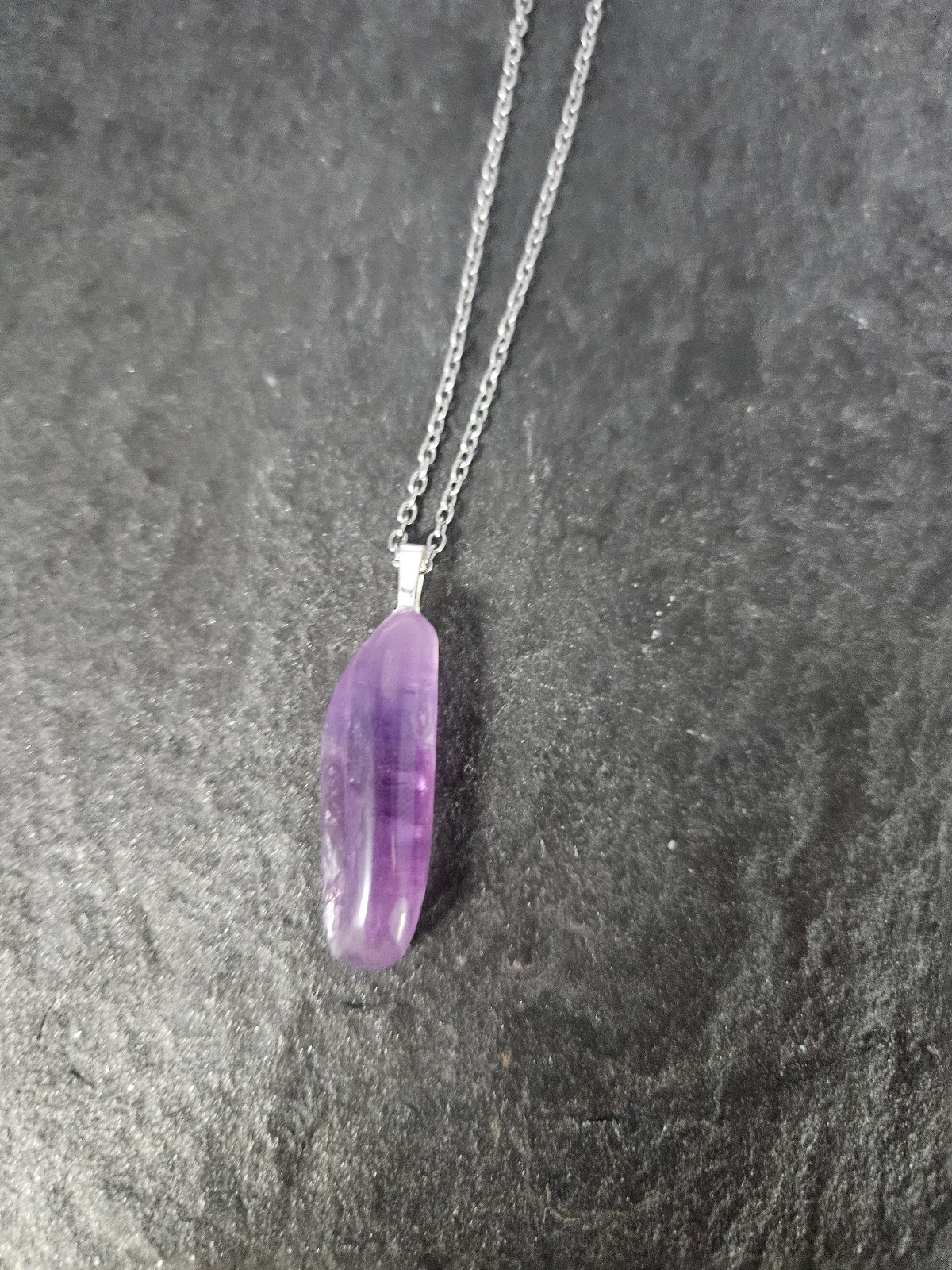 Natural Amethyst Crystal Tower Necklace 18″