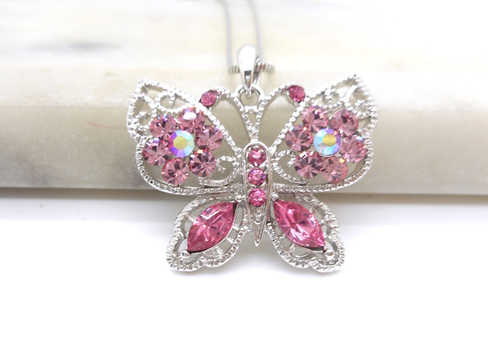 Pink Array Austrian Crystal Butterfly Women’s Necklace Pendant