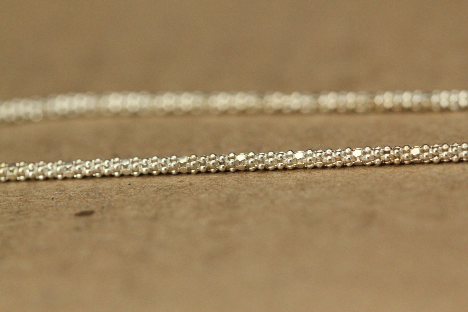 Diamond Peace Sign Sterling Silver Popcorn 18″ Chain 1.7mm wide 6.5g (NEC5823)