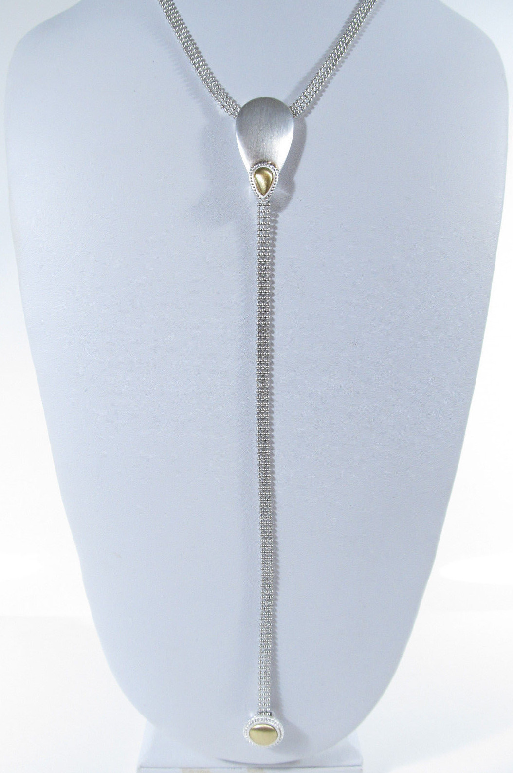 Lucky Brand Two-Tone Satin Y Lariat Necklace 18″L NWT