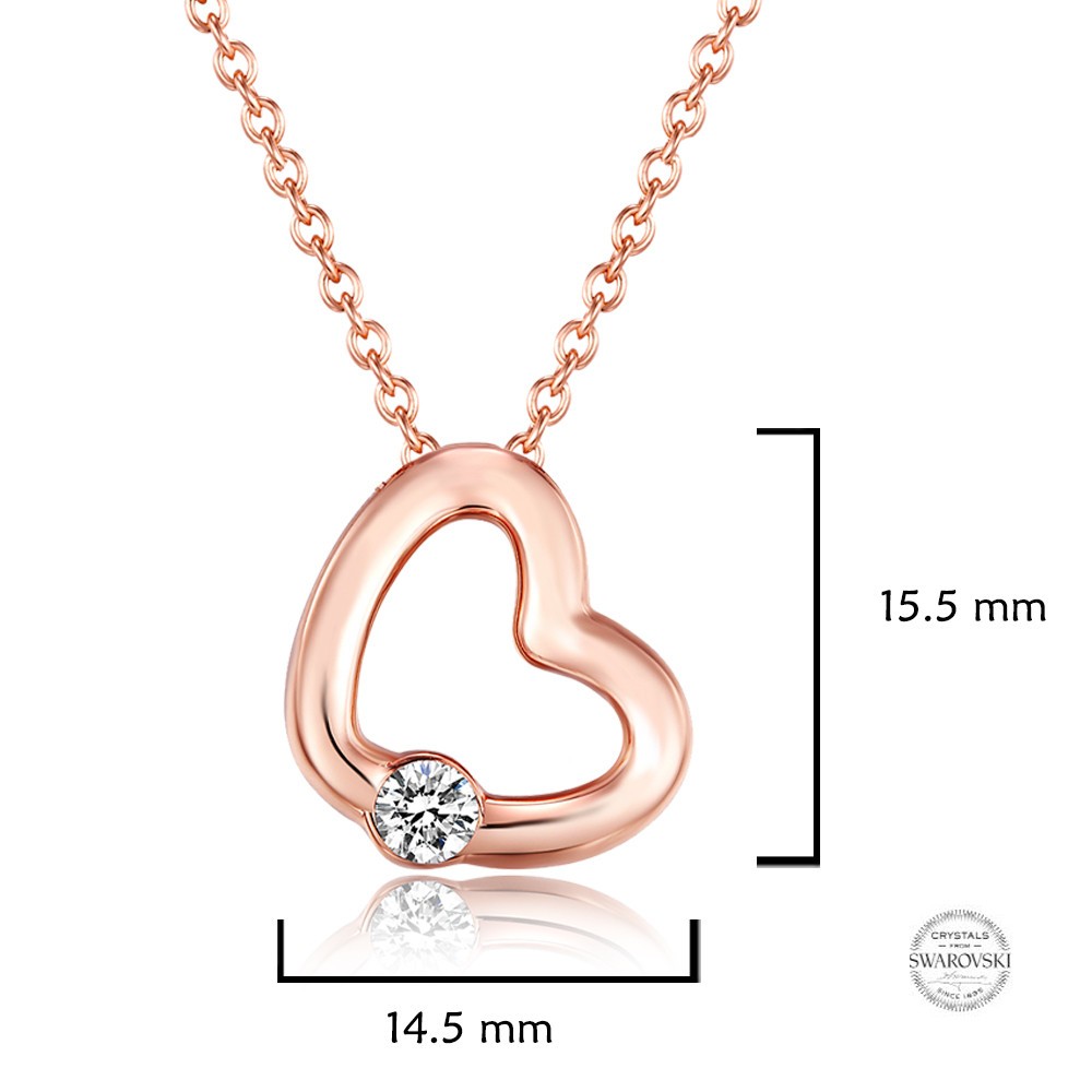 Swarovski Rose Gold Plated Open Heart Pendant Necklace Crystal Gift Women