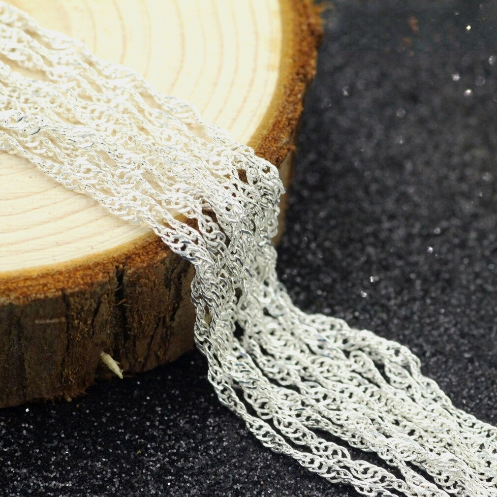 5pcs 16inch-30inch 925 Silver Water-Wave Chain Necklace Silver Jewelry