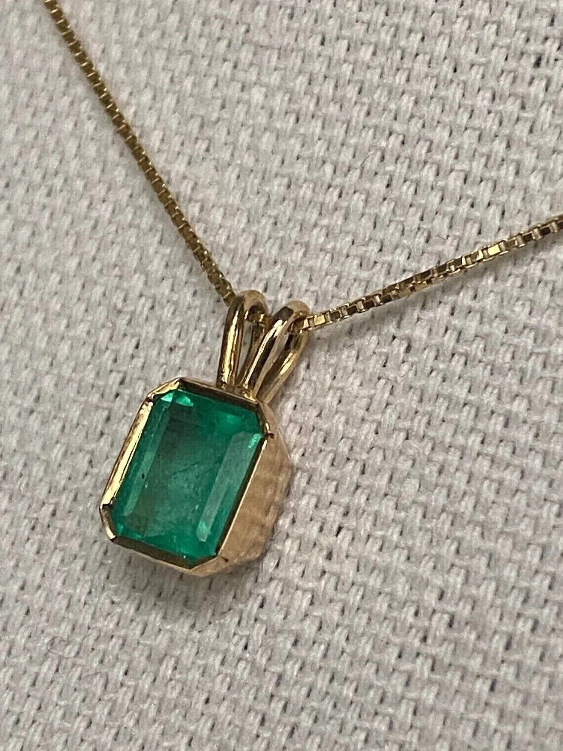 3.29 Ct Emerald Cut Emerald Pendant Wedding Pendant 14K Yellow Gold