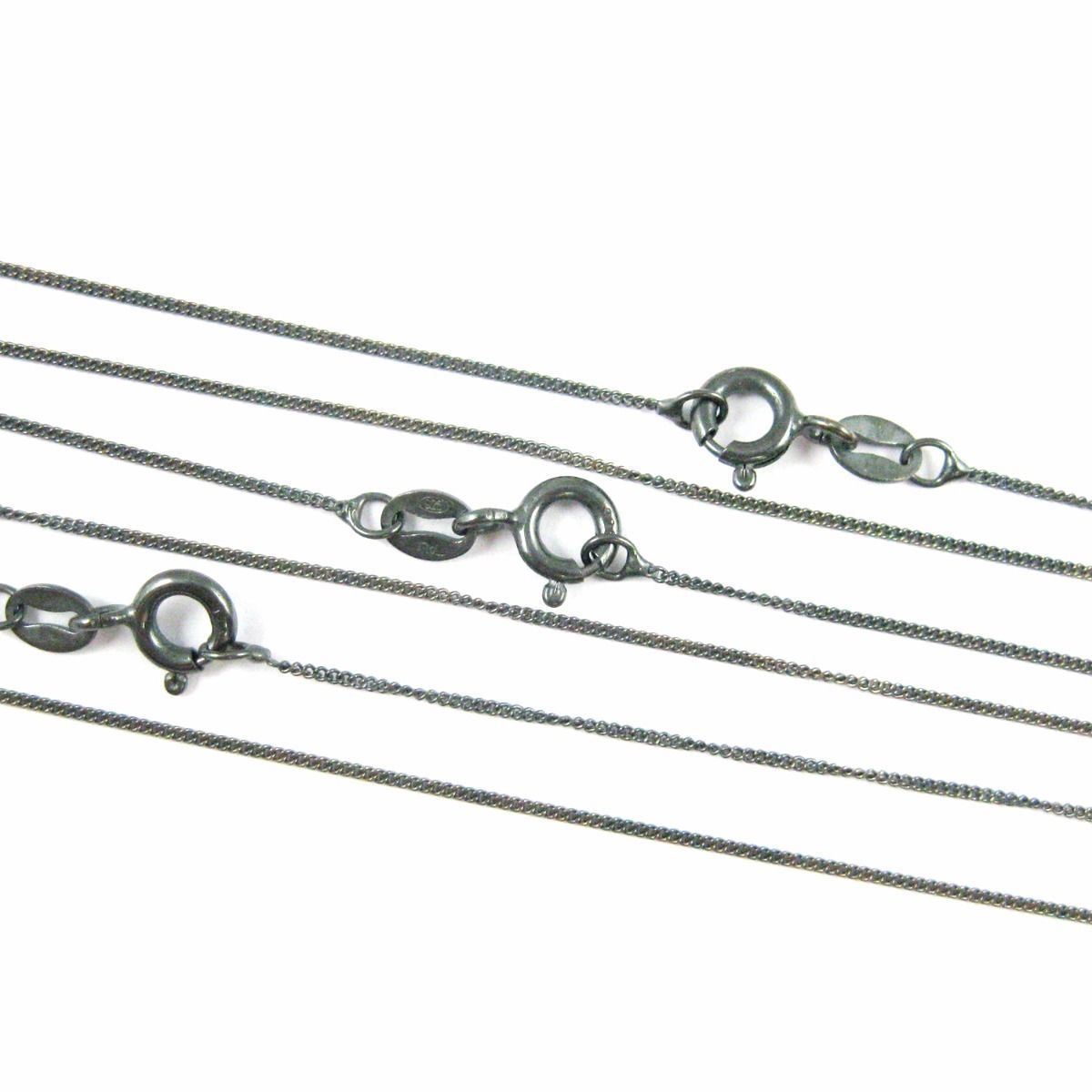 Oxidized Sterling Silver Chain 1mm Curb Necklace Chain, Black Chain-ALL SIZES