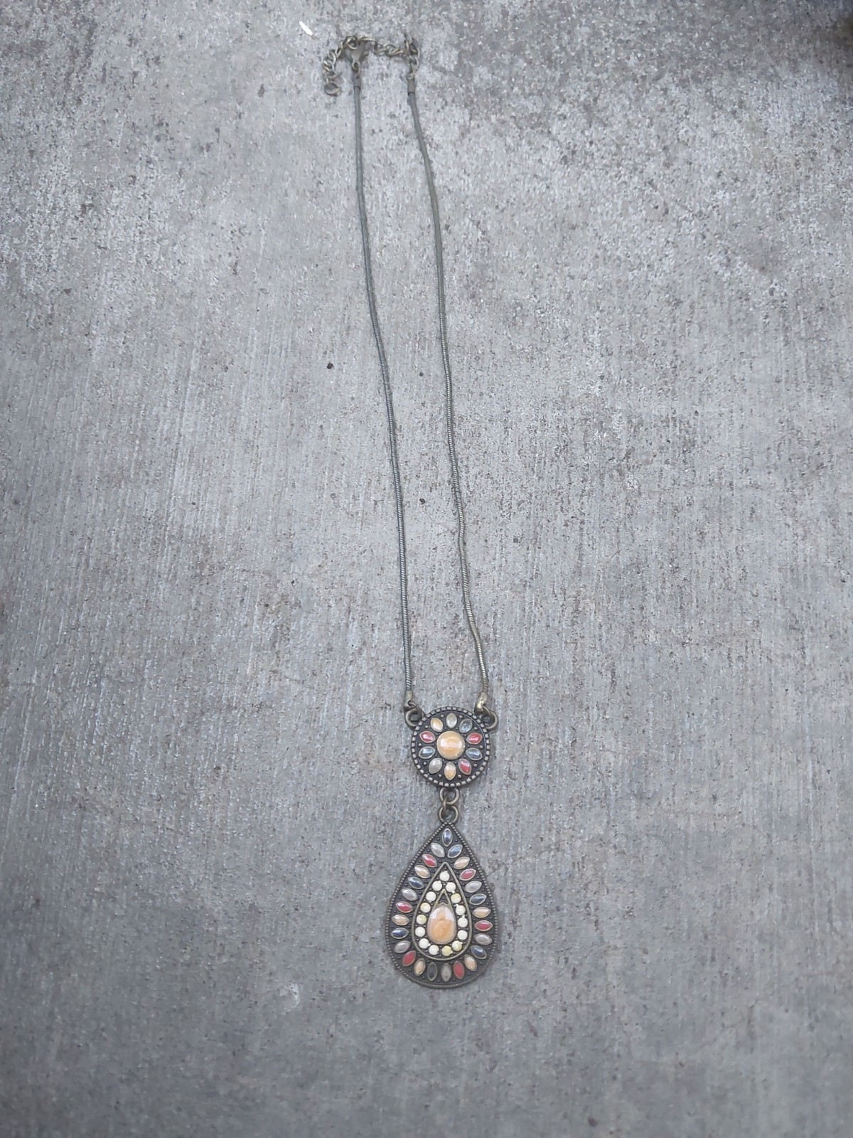 Womens Boho Chic Western Multi Color Drop Pendant