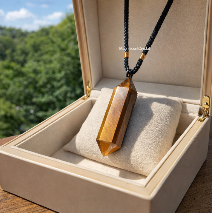 Genuine Tiger Eye Hexagon Point Pendant Spiritual Healing Amulet Reiki Necklace