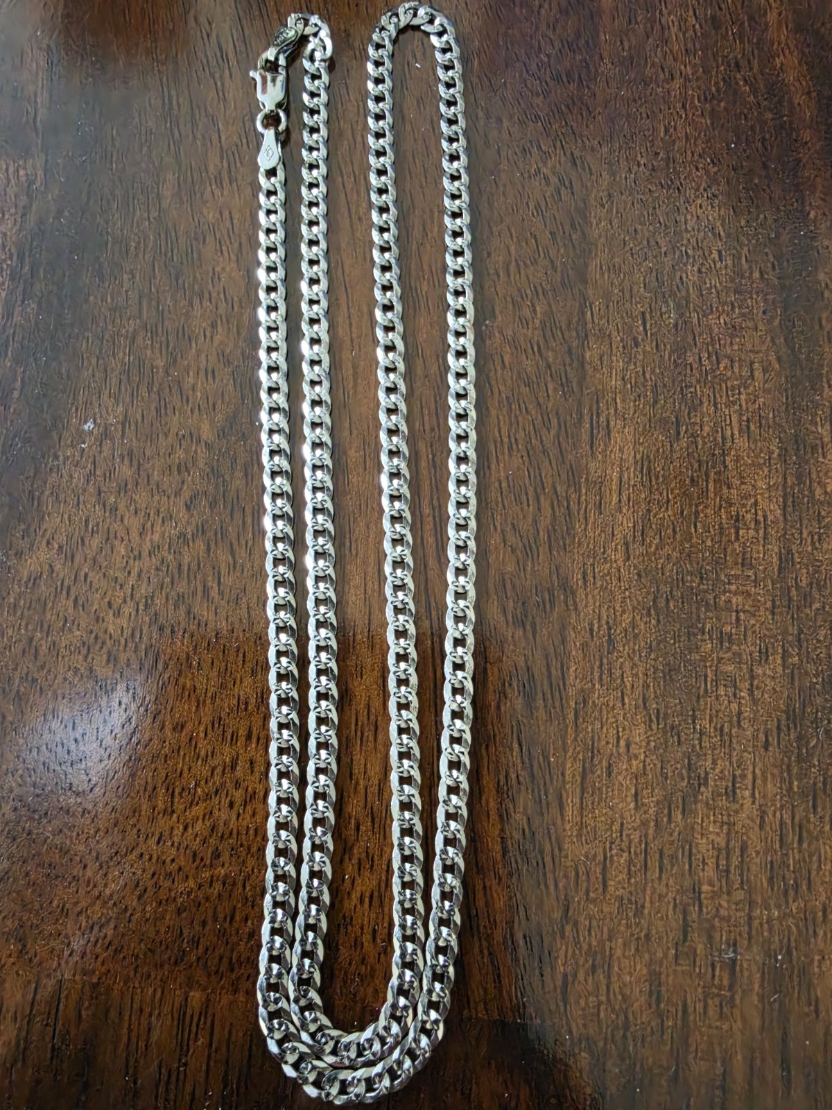 925 Sterling Silver Gray Curb Chain Necklace Lobster Clasp 3.5mm, 22inch, Stamp