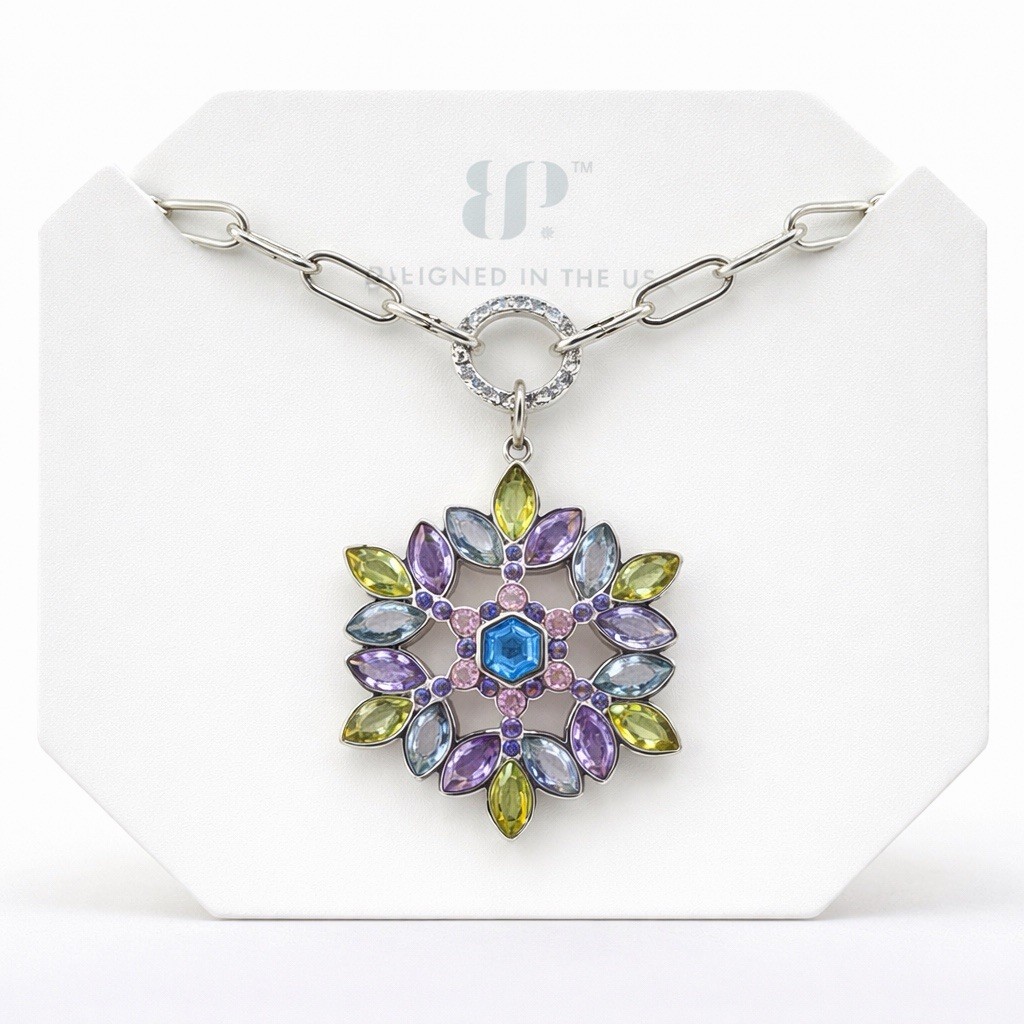 Bomb Party Holiday Statements xNecklace “Snowflake Sparkle”RBP5581 on Rhodium