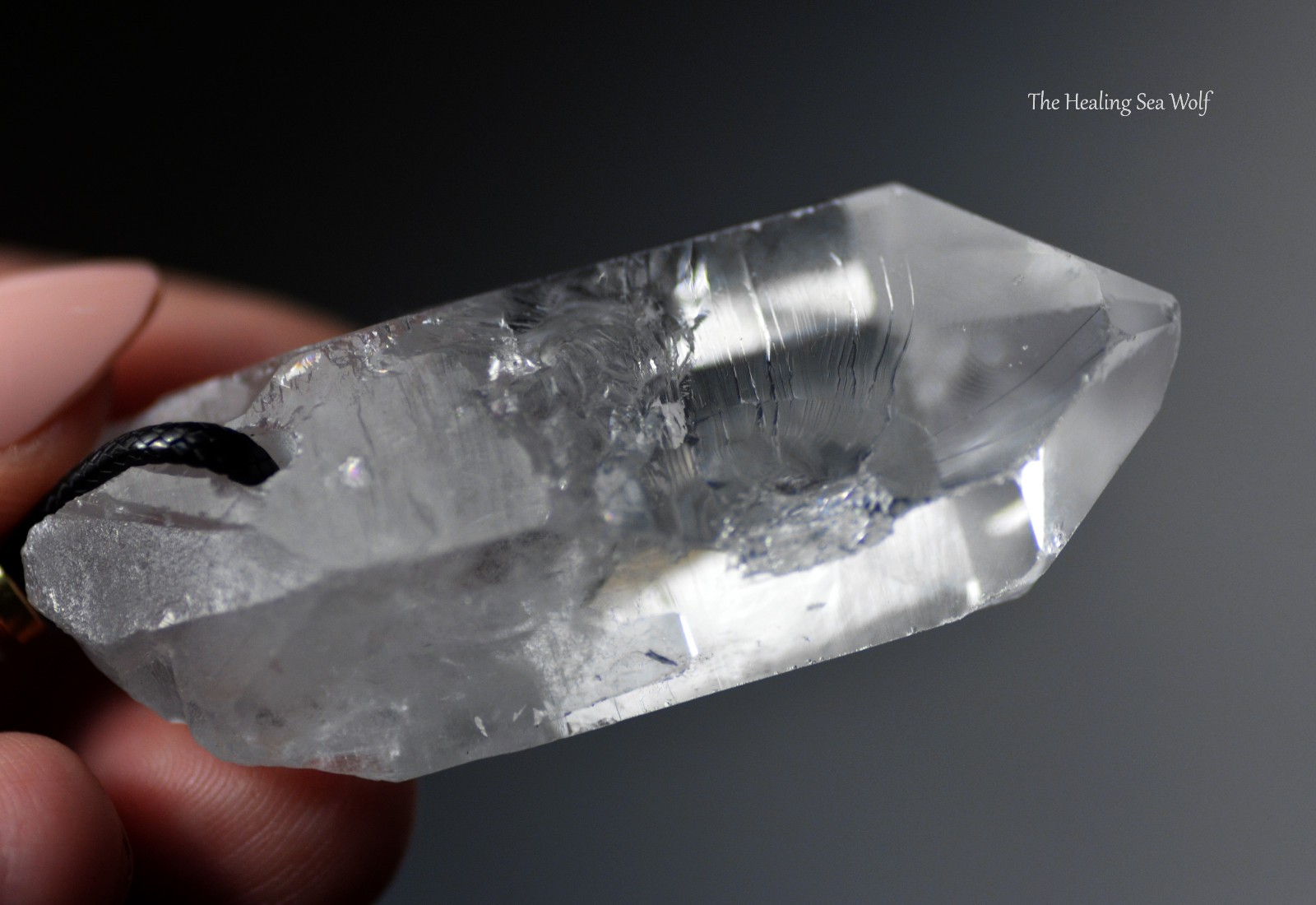 Diamantina Clear Quartz Necklace with Rare Curved Timelines • Manifestation Ally
