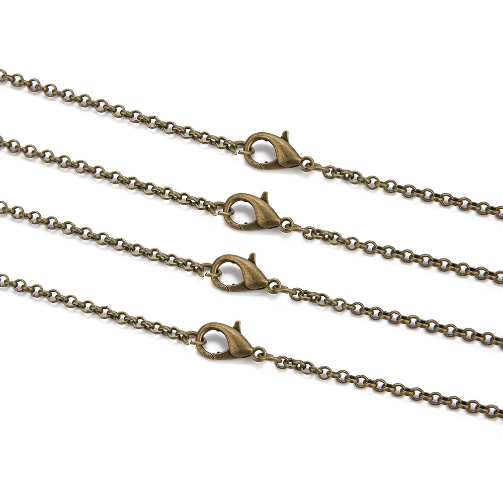 Round Link Chain Necklace Gold Color 3mm Lobster Clasp DIY Jewelry 10PCS