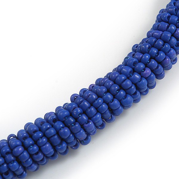 Stunning Glass Bead with Shell Floral Motif Necklace In Blue – 48cm Long