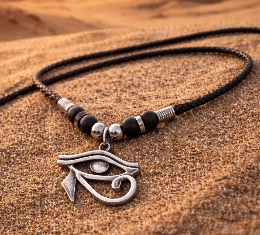 Eye of Horus Necklace Silver Tone Egyptian Protection Pendant Unisex Spiritual