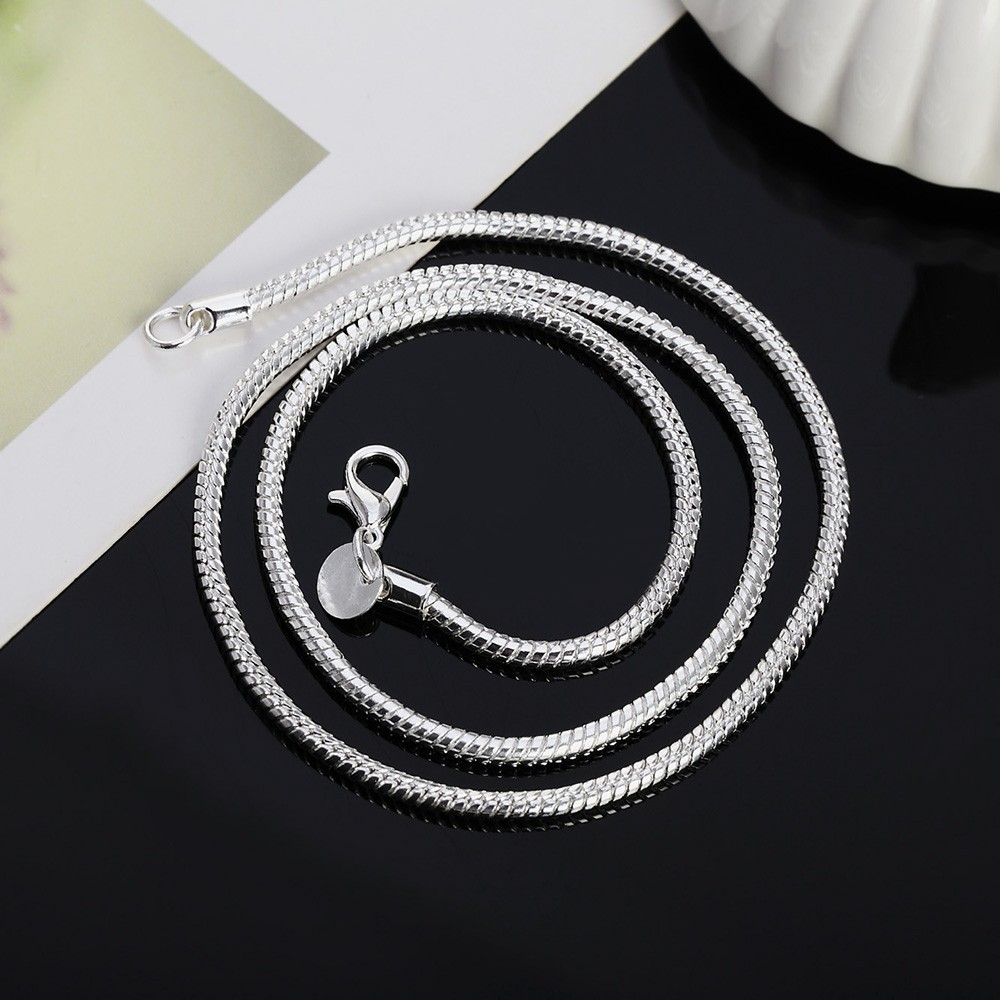 925 Sterling Solid Silver Chain Necklace Jewelry for Women Men Fashion Gift