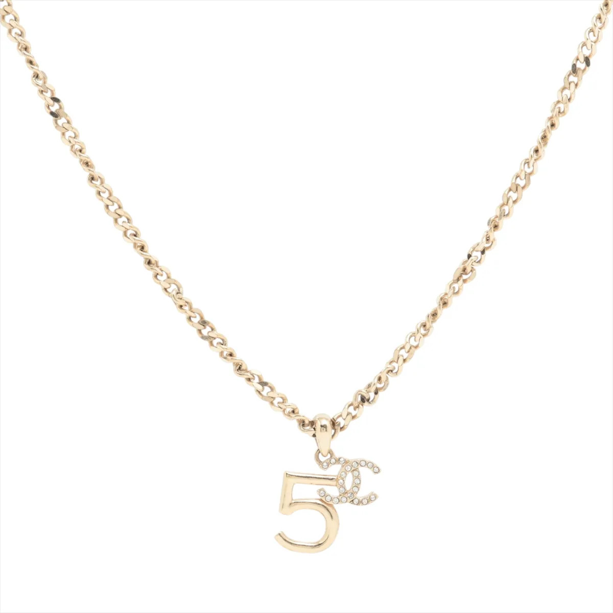 Chanel Coco Mark No.5 A21S Necklace GP×Rhinestone Gold
