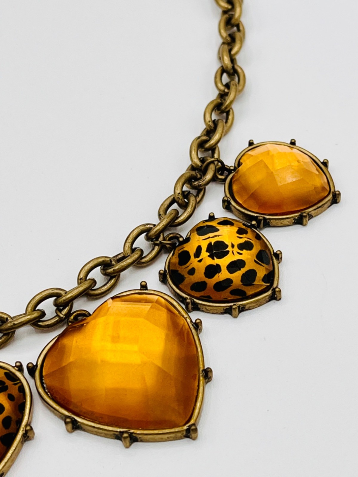 Betsey Johnson Chunky Heart Animal-Print Necklace | Vintage| 80’s | Fall Vibes