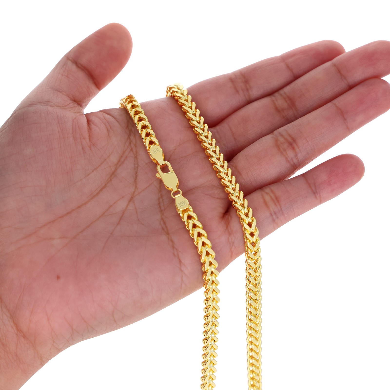 10K Yellow Gold 1.5mm-6mm Franco Square Box Chain Necklace Mens Womens 16″- 30″