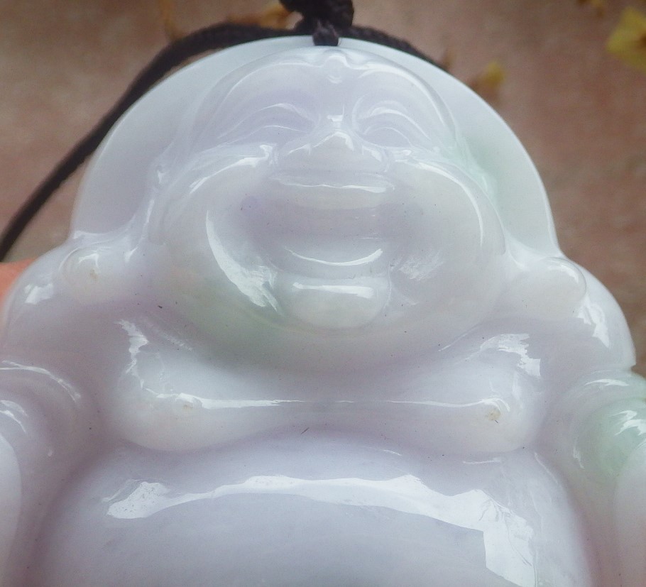Video Certified Green Natural A Jade jadeite Pendant Buddha God 开心佛 133439