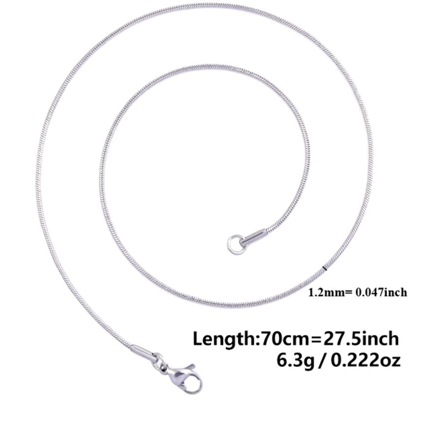 70 cm (27.5 in) 1.2 mm STAINLESS STEEL SNAKE CHAIN with lobster clasp