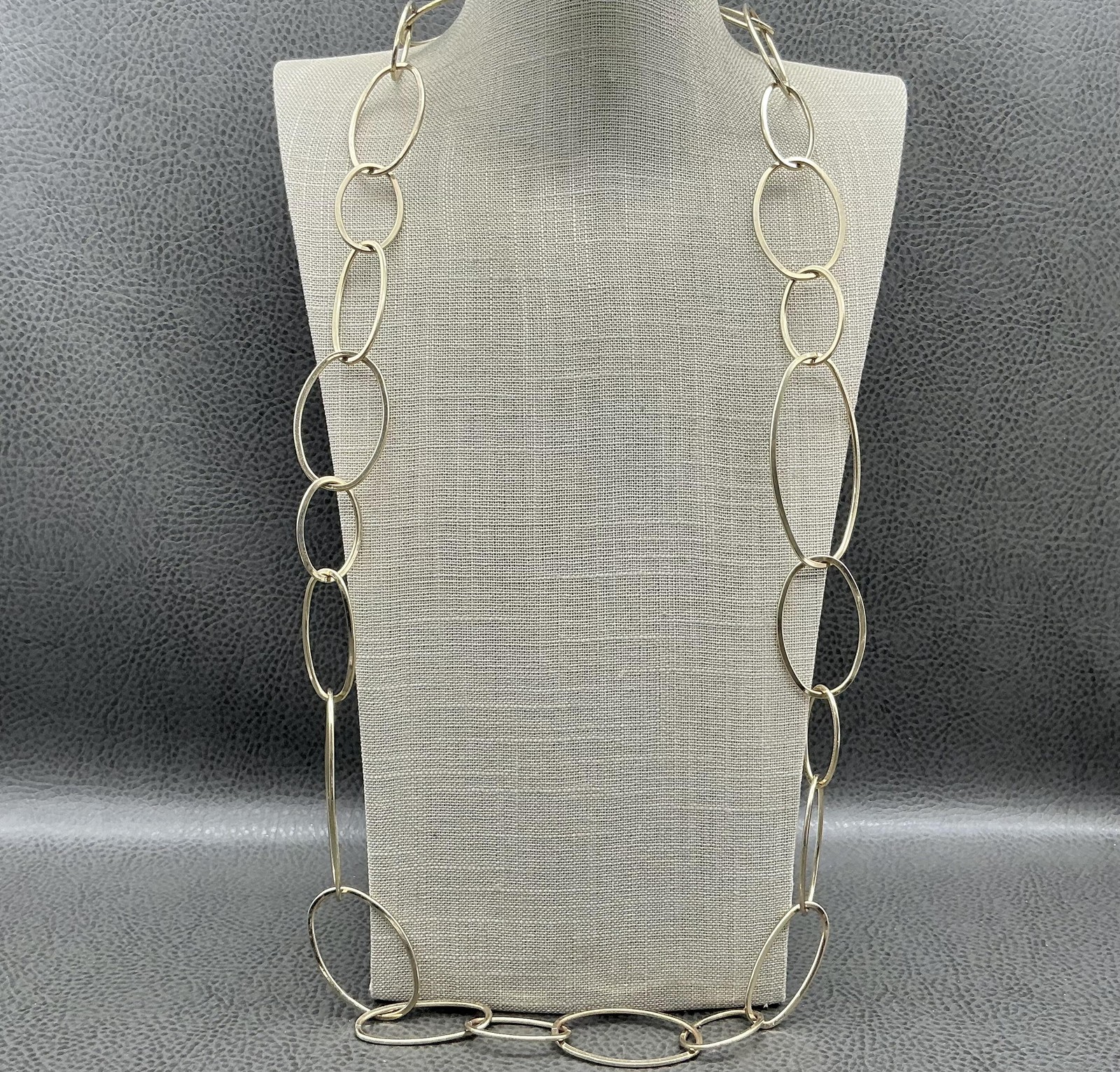 Chicos Necklace Gold Tone Large Open Oval Link Chain 28 In Womens Statement