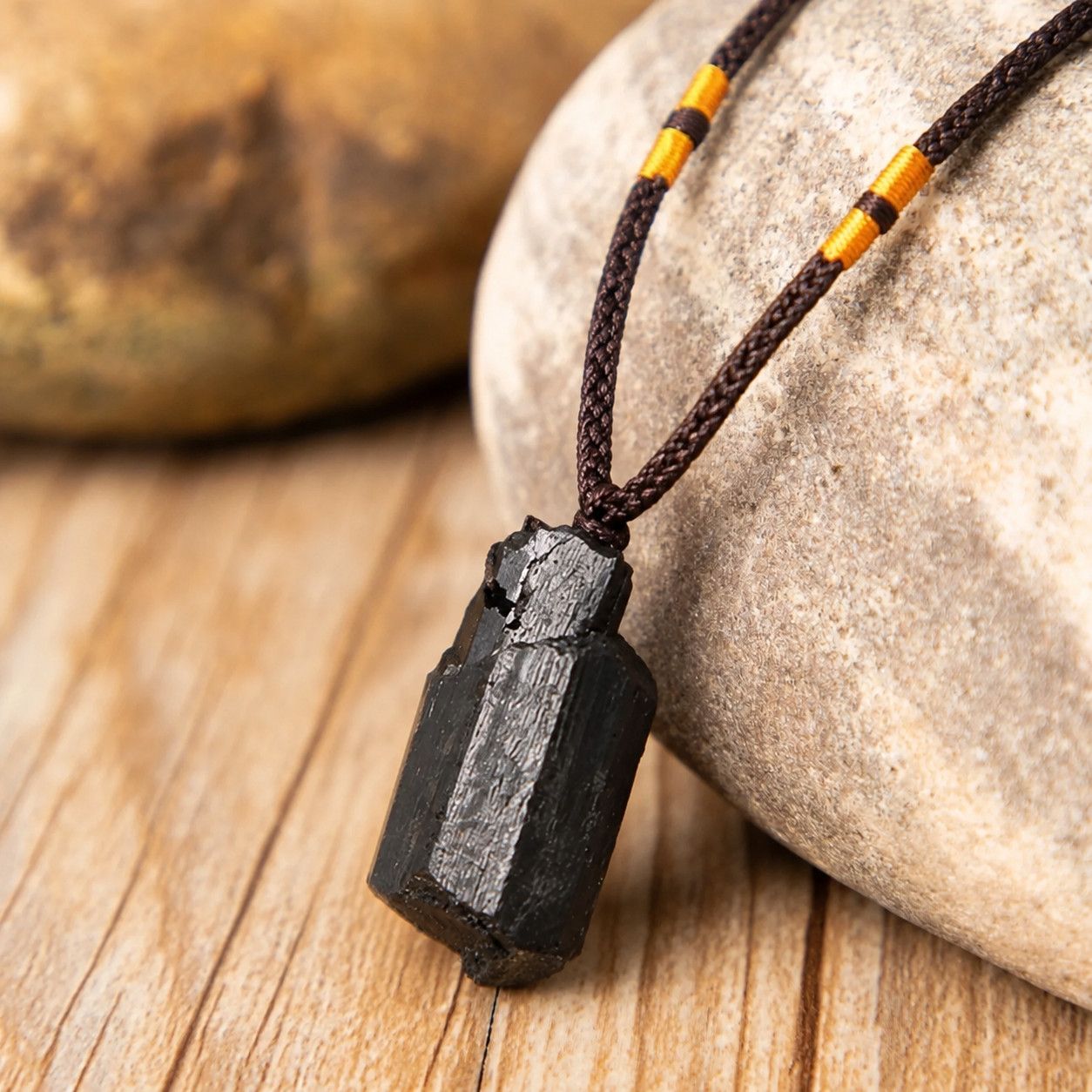 Black Tourmaline Pendant Necklace Natural Rough Crystal Healing Protection Gift