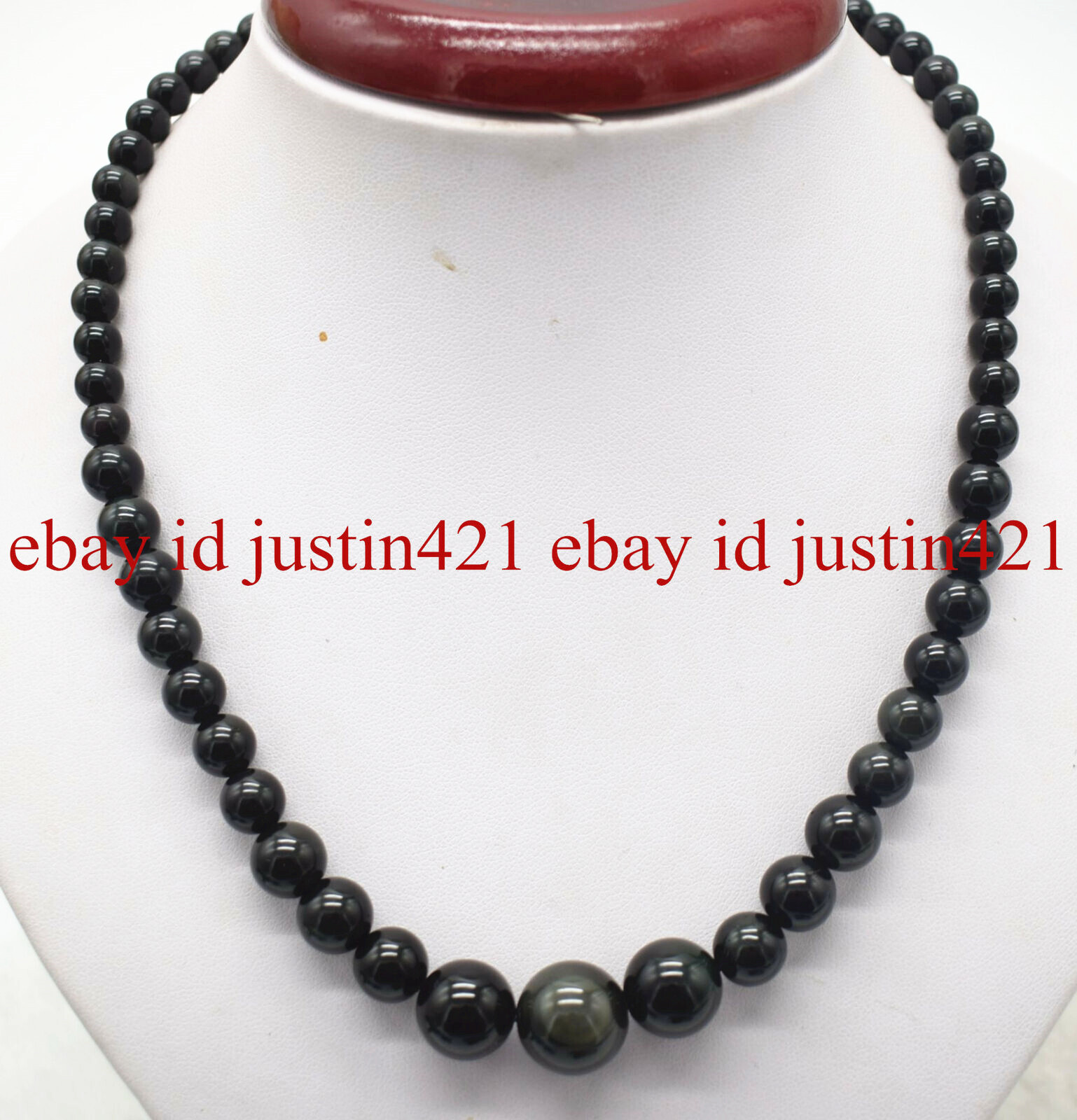 Fashion 6-14mm Black Obsidian Round Gemstone Beads Necklace 16-24” AAA+